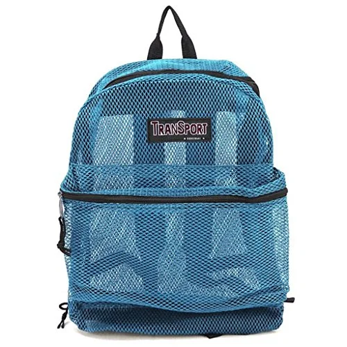 durable laptop backpack for everyday use -Backpack with mesh back-17" Transport See Through Mesh Backpack/ Travel/ Hiking/ Book School Bag (Sky Blue)