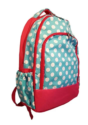 stylish backpack with custom storage options -Backpack for plains travel-Aqua Polka Dot Back To School Backpack