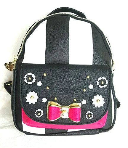 best backpack for carrying baby essentials -Backpack with front loops-Betsey Johnson Backpack Convertible Stripe