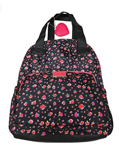 backpack with built-in hydration system -Travel backpack for small loads-Betsey Johnson Women'S Backpack, Black/Multi Floral