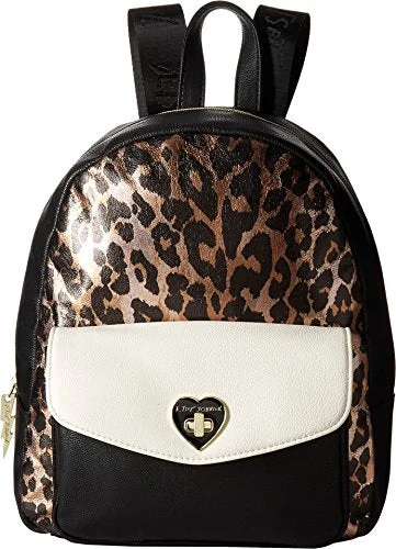 durable hiking backpack with frame -Lightweight backpack-Betsey Johnson Women'S Turnlock Backpack Cheetah One Size