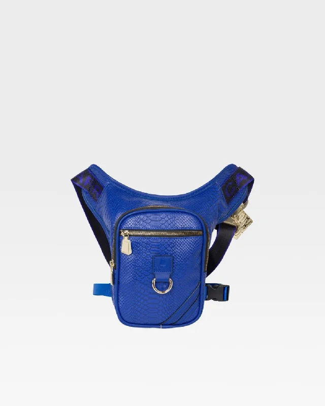 mini messenger bag-Bag with secure design-Caution Tape Leg Bag in Royal Blue