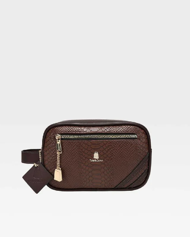 clutch bag-Bag with USB charger-Apollo 1 Toiletry Bag in Chocolate