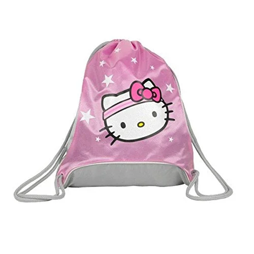 customizable sports bag for schools and clubs -Sports bag for boots-Hello Kitty Sports Sackpack, Pink/Grey