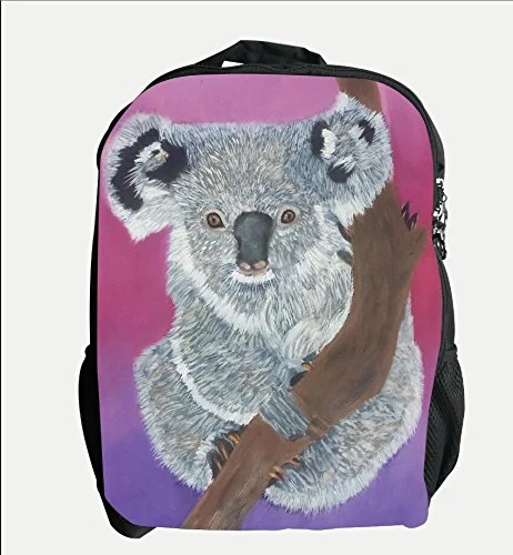 travel backpack with dedicated shoe pocket -Backpack for summer trips-Koala Bear Backpack - From My Original Painting, Home Range