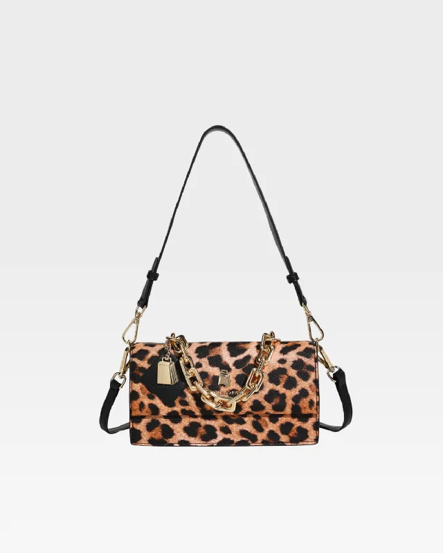 chic business handbag for work-Bag with giant storage-Leopard Print Shoulder Bag in Beige