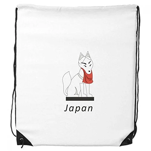 sports bag for bikers with storage space -Sports bag for hoodies-Local Japanese Famous Fox Drawstring Backpack Shopping Handbag Gift Sports Bags