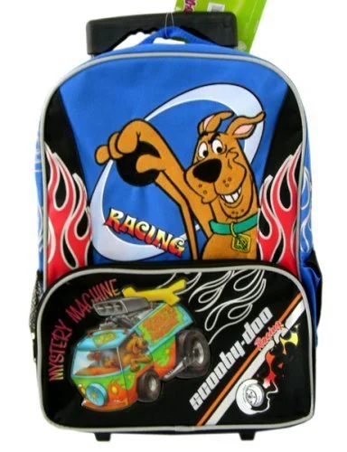 sleek business backpack with hidden zippers -Leather backpack-Mystery Machine Scooby Doo Rolling Backpack- Racing