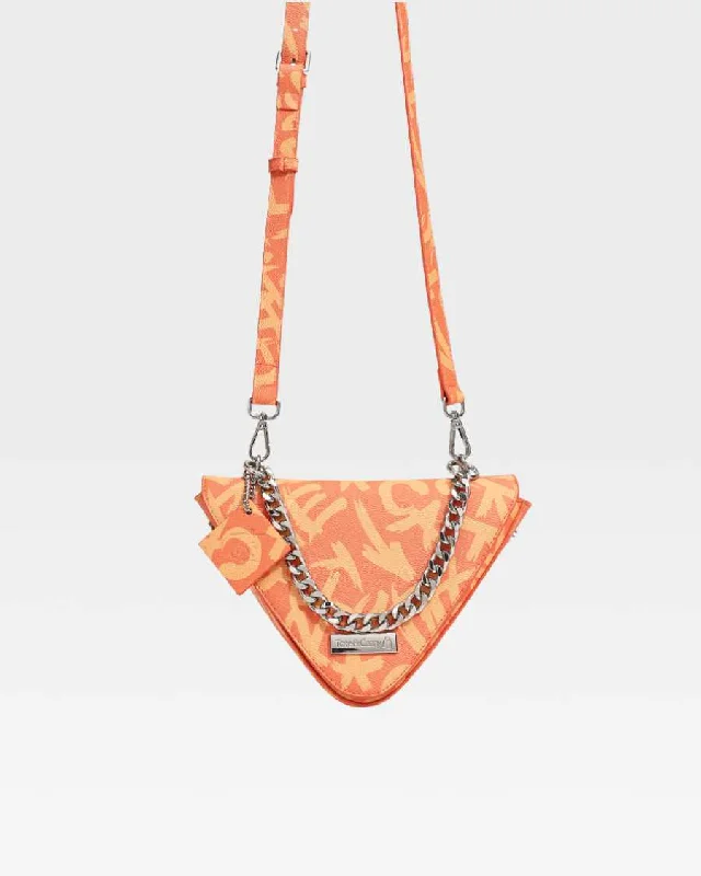 compact designer office tote-Bag for festival days-Graffiti Shoulder Bag in Orange