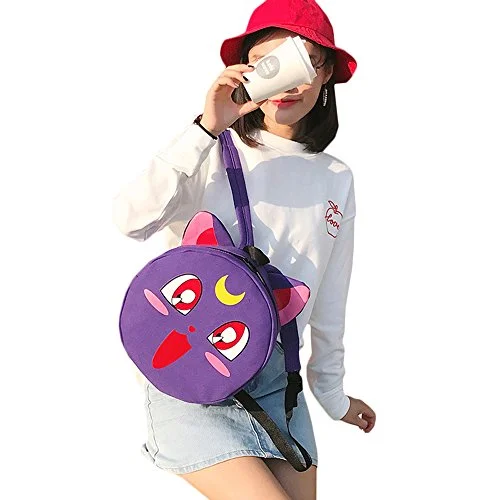 stylish laptop backpack with padded straps -Minimalist travel backpack-Rain'S Pan Anime Sailor Moon Luna Cosplay Canvas Backpack Shoulder Bag School Bag (Purple)