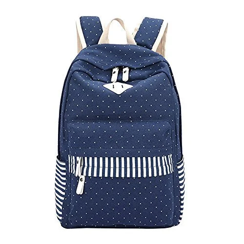 modular backpack with customizable compartments -Lightweight backpack for school-S Kaiko Canvas Backpack School Bakcpack For Women And Men Polka Dots And Stripe School Bag