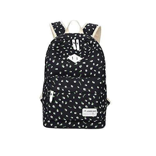 hiking backpack with weather-resistant fabric -Travel backpack for kids-S Kaiko Flower Pattern Canvas Backpack School Backpack For Women And Men School Bag Daypack