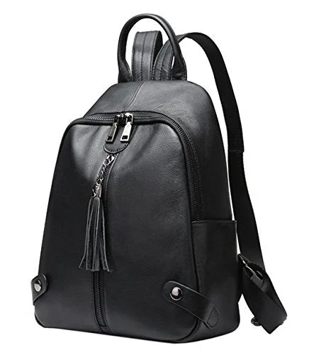 ergonomic school backpack for kids -Travel backpack for flights-Saierlong Ladies Designer Womens Black First Layer Of Leather Daily Casual Backpack