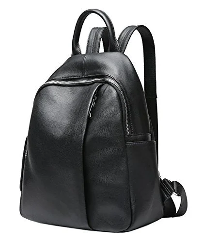 stylish leather backpack for men and women -Lightweight backpack for hiking-Saierlong Ladies Designer Womens Black First Layer Of Leather Daily Casual Backpack