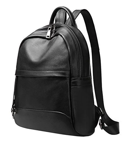 lightweight backpack for seniors -Backpack with extra padding-Saierlong Ladies Designer Womens Black First Layer Of Leather Daily Casual Backpack