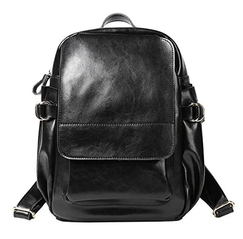 best durable backpack for heavy loads -Stylish backpack for travel-Saierlong Ladies Designer Womens Black Genuine Leather Daily Casual Backpack