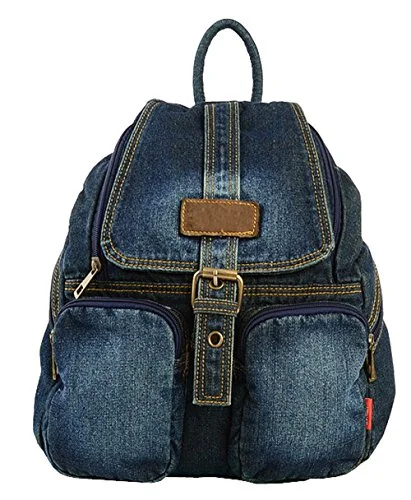 outdoor adventure backpack with hydration pack -Backpack for sports-Saierlong Women'S And Girl'S Denim Backpack Jean School Bag Travel Bag Blue