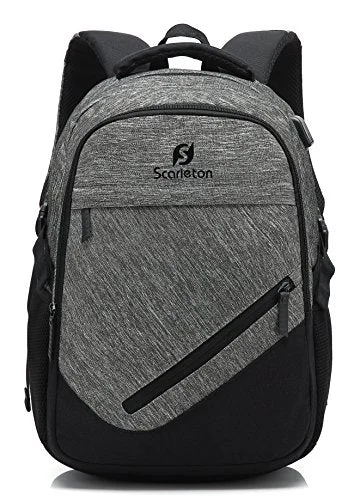 business travel backpack with charging port -Backpack for teenagers-Scarleton Water Resistant Backpack H20410301 - Grey/Black