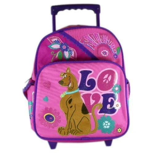 commuter backpack with reflective details -Backpack for gym-Scooby Doo "Peace & Love" Toddler 12" Rolling Backpack