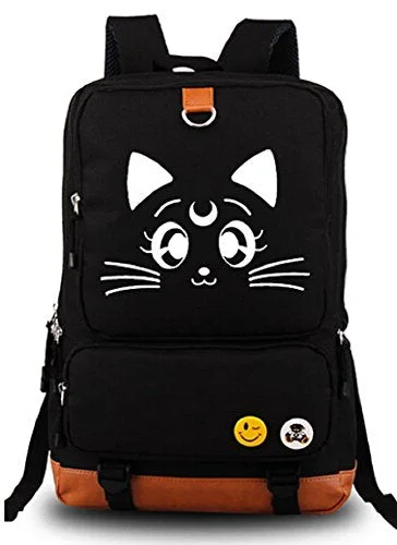 adventure backpack for extreme hiking -Durable hiking backpack-Siawasey Sailor Moon Anime Luna Cosplay Messenger Bag Backpack Rucksack School Bag (Black)