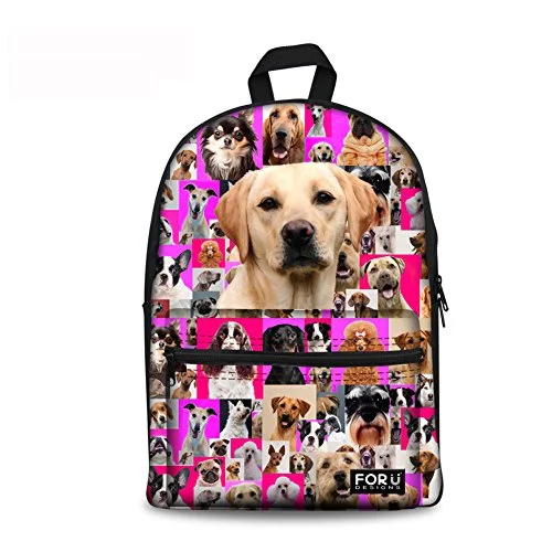 stylish college backpack with USB port -Backpack for light hiking-Thikin 15 Inch Durable Canvas Backpack Animal Pet Puppies Girls School Bags