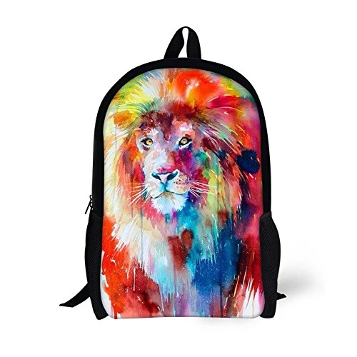 rugged waterproof backpack for outdoor work -Backpack for hilly areas-Thikin Colorful Lion Head Kids School Backpack Children Book Bags