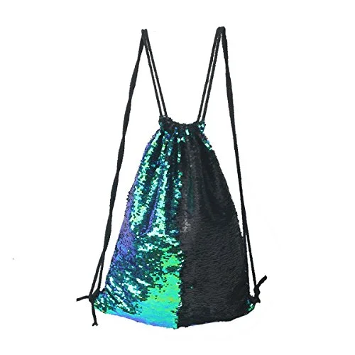 stylish everyday backpack for women -Waterproof backpack for women-Tinksky Fashion Glitter Bag Sackpack Sequins Drawstring Backpack (Green)