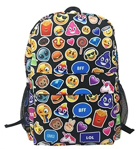 sleek backpack for modern travelers -Backpack for budget travel-Top Trenz Emoji Backpack-Bff, Omg, Lol