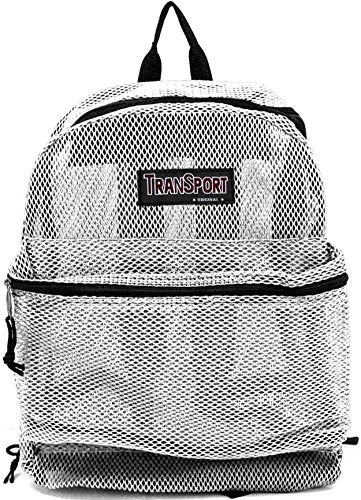 camera backpack with customizable compartments -Waterproof backpack for school-Transworld Mesh Backpack - White