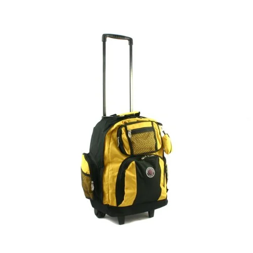 foldable waterproof backpack for emergencies -Backpack for rural travel-Transworld Roll-Away Deluxe Rolling Backpack - Yellow