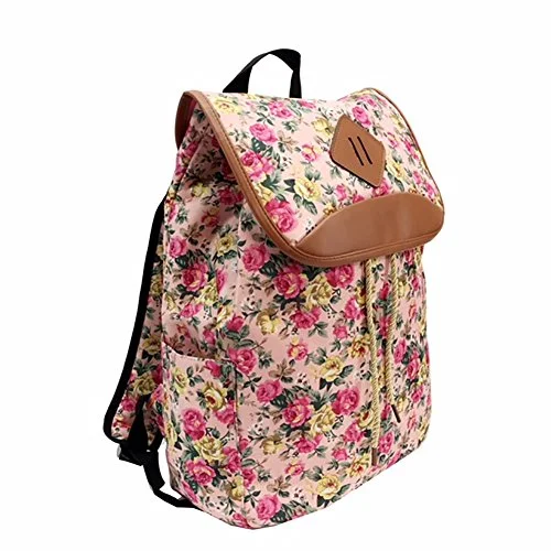 rugged work backpack for construction sites -Backpack with bottle pocket-Trendy Flyer Backpack Travel Overnight Tote Duffel Purse Pink Flowers