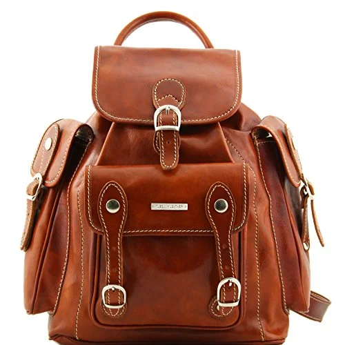 waterproof backpack for skiing and snowboarding -Stylish backpack for students-Tuscany Leather Pechino Leather Backpack Honey Leather Backpacks