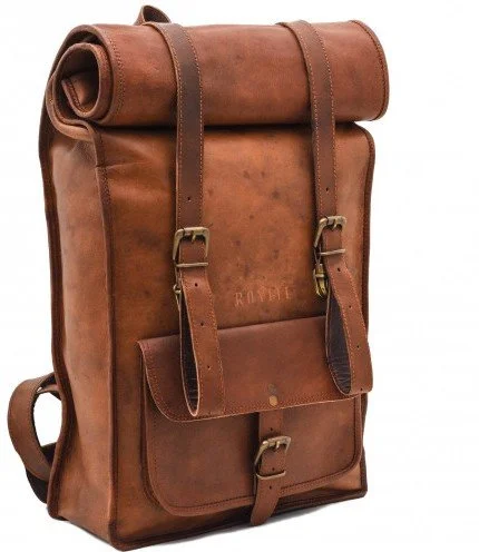 backpack with ergonomic airflow design -Backpack with hip belt-Vintage Crafts Leather Backpack College Backpack Leather Rucksack School Backpack Travel Leather