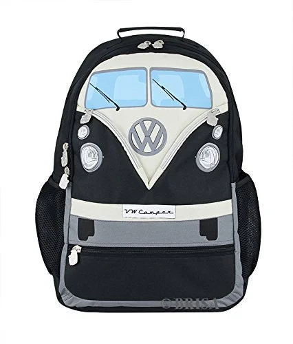 backpack with unique modern design -Lightweight backpack for commuting-Vw Collection By Brisa Backpack With Vw Bus T1 Front Design (Black)