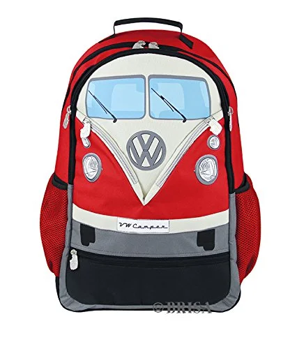 best carry-on expandable backpack -Durable backpack for commuting-Vw Collection By Brisa Backpack With Vw Bus T1 Front Design (Red)