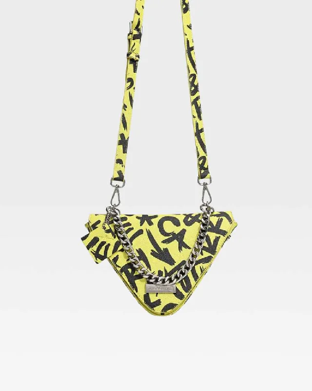 luxury work tote-Bag for ski fun-Graffiti Shoulder Bag in Yellow