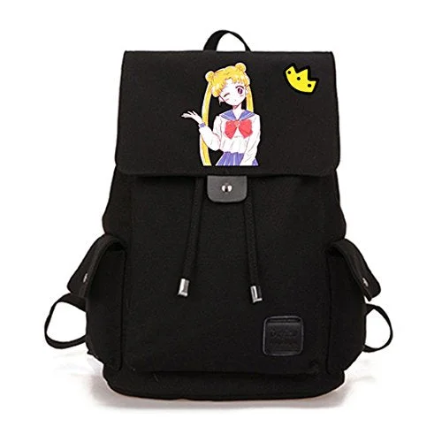 carry-on backpack for short flights -Lightweight backpack for travel-Yoyoshome Anime Sailor Moon Cosplay Daypack Bookbag College Bag Backpack School Bag (Black)