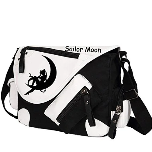 stylish leather backpack for daily use -Backpack with organizer-Yoyoshome Sailor Moon Anime Tsukino Usagi Cosplay Backpack Messenger Bag Shoulder Bag (Black)