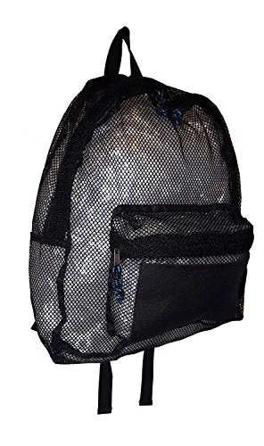 durable and stylish travel backpack -Backpack for easy trails-101 Beach Large Black Mesh Backpack (Blank - Black)