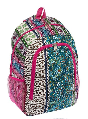 expandable waterproof backpack -Waterproof backpack for mountaineering-16.5" Print School Travel Multipurpose Backpack Bag (Bohemium Pink)