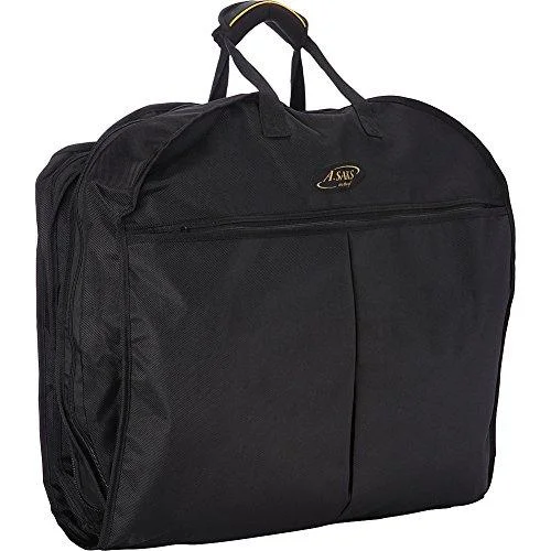 suitcase with high-grade aluminum edges-suitcase with tight bands-A. Saks Lightweight Ballistic Nylon Garment Cover (Black/Black)