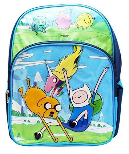 travel backpack with secret compartments -Backpack for smooth paths-Adventure Time Jake, Finn, And Lady Rainicorn Full Size Kids Backpack (16In)