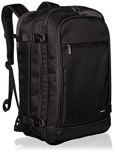 stylish laptop backpack with padded straps -Travel backpack for small loads-Amazonbasics Carry-On Travel Backpack, Black