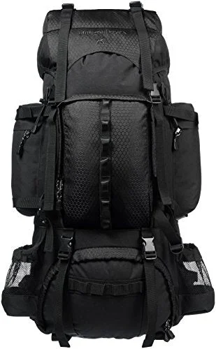 anti-theft laptop backpack for travel -Backpack with back straps-Amazonbasics Internal Frame Hiking Backpack With Rainfly, 75 L, Black