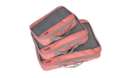 suitcase that’s easy to maneuver-suitcase for boat travel-American Flyer Perfect Packing Cube 3Pc Set, Coral