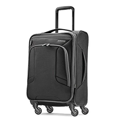 suitcase for frequent business trips-suitcase for tiny homes-American Tourister 4 Kix Spinner 21, Black/Grey