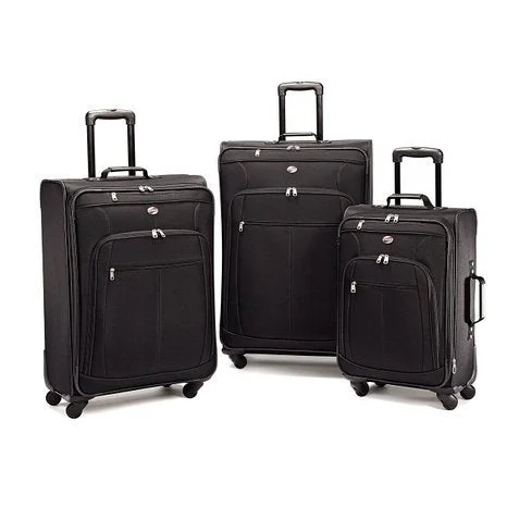 suitcase for weekend getaways-suitcase with ergonomic handle-American Tourister At Pops Plus 3 Piece Nested Set, Black