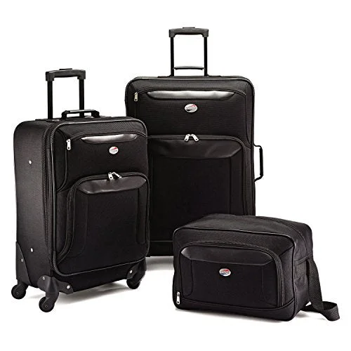 suitcase for budget travel-suitcase repair DIY-American Tourister Brookfield 3 Piece Set, Black, One Size