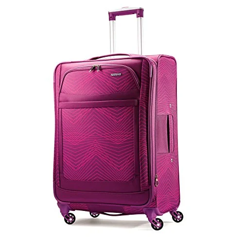 suitcase for Asia travel-suitcase for work travel-American Tourister Ilite Max Softside Spinner 25, Pink/Purple Stripes