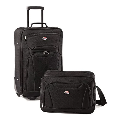 suitcase with best reviews-suitcase with sturdy frame-American Tourister Luggage Fieldbrook Ii 2 Piece Set, Black, One Size